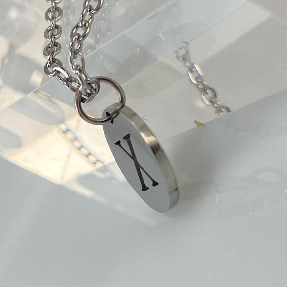 (Choose your) Initial Letter Stainless Steel Cable Chain Necklace - Picture 3 of 10
